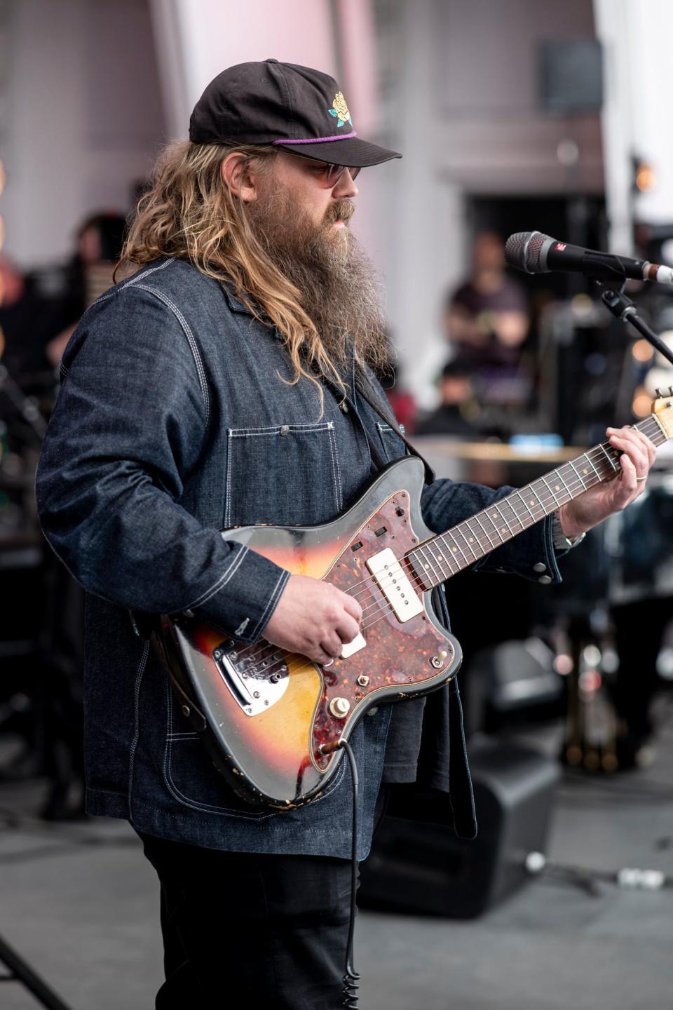 Chris Stapleton rehearses for Willie Nelson&#39;s birthday concert.