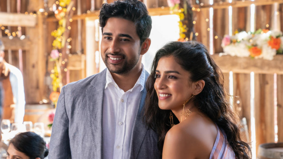 Suraj Sharma and Pallavi Sharda in “Wedding Season.” - Credit: Ken Woroner/Netflix