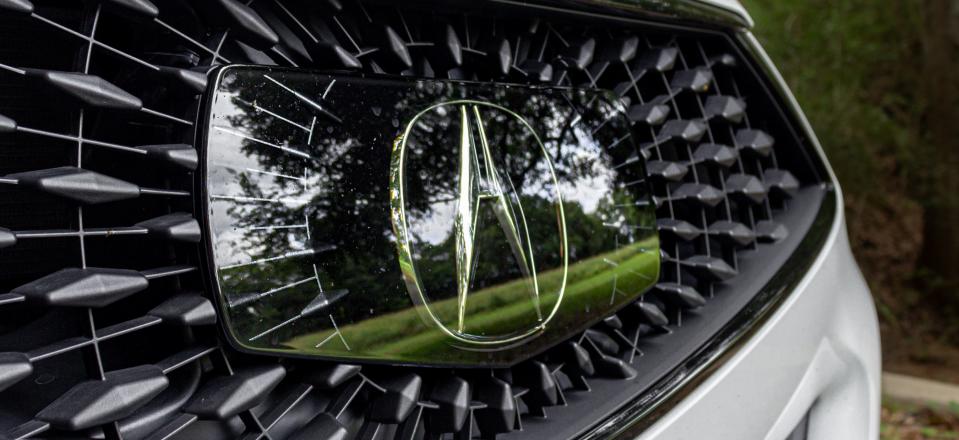 The 2021 Acura TLX A-Spec's front Acura logo.
