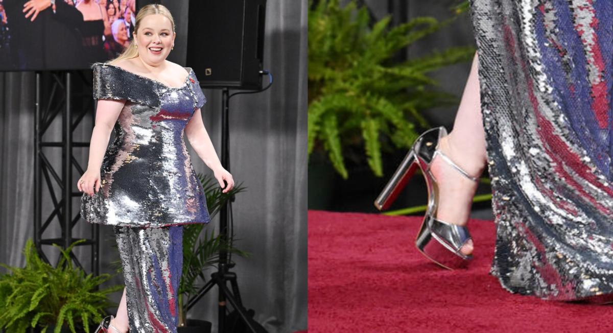 ‘Bridgerton’ Star Nicola Coughlan Shines at 2024 Emmys in Silver Metallic Platform Heels