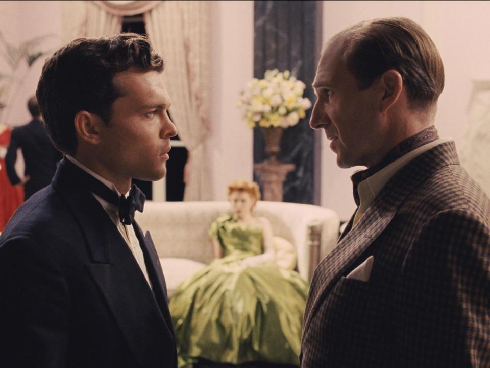 Ehrenreich and Ralph Fiennes in 'Hail, Caesar!' (Universal Pictures)