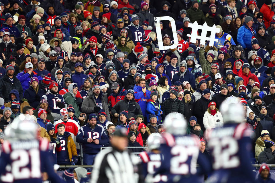 Fans at Gillette Stadium booed the New England Patriots at halftime.  (Adam Glanzman/Getty Images)