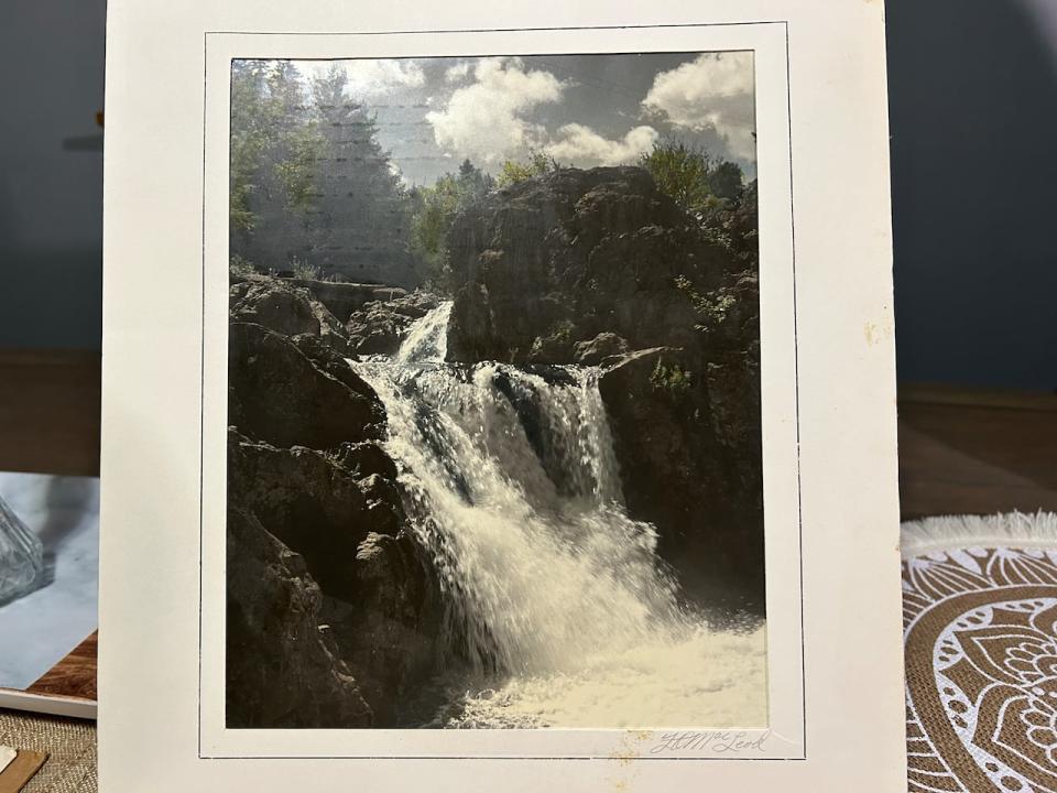 A photo of a waterfall by F.O. MacLeod that was found in Kara Acorn's home on P.E.I.