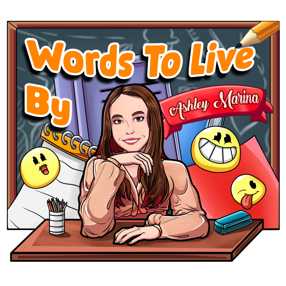 The cartoon photo for Ashley Marina's new song, "Words to Live By."