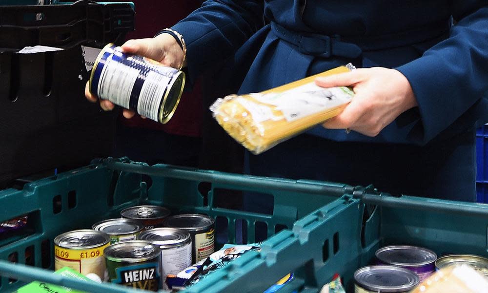 A person at a food bank.