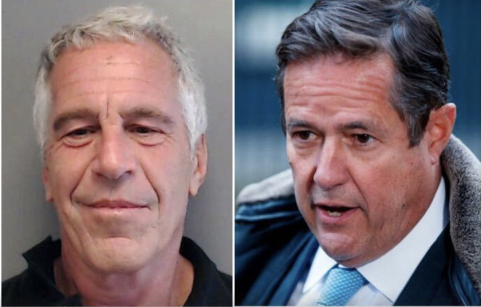 Jeffrey Epstein, and right his private banker at JP Morgan Jes Staley. (Getty)