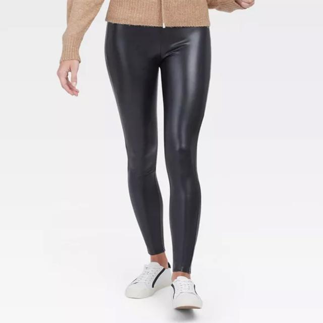 Assets By Spanx Women's All Over Faux Leather Leggings - Black M : Target