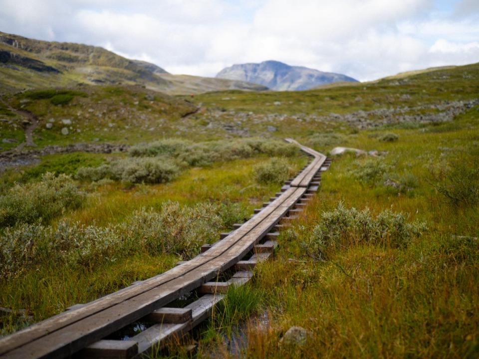 The Kungsleden Trail is a mixture of rocky footpaths and wooden boards to cross sodden terrain (Sarah Hewitt Photography)