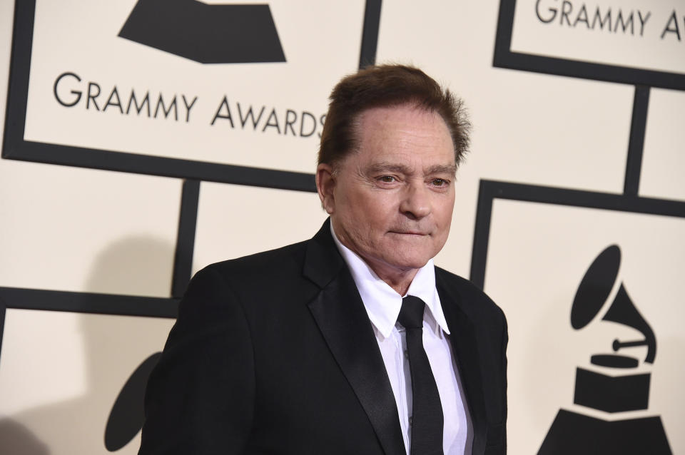 FILE - In this Feb. 15, 2016 file photo, Marty Balin arrives at the 58th annual Grammy Awards at the Staples Center in Los Angeles. Singer Balin of the Jefferson Airplane has died at age 76. Spokesman Ryan Romenesko said Balin died Thursday, Sept. 27, 2018, in Tampa, Fla., where he was on the way to the hospital. The cause of death was not immediately available. (Photo by Jordan Strauss/Invision/AP, File)