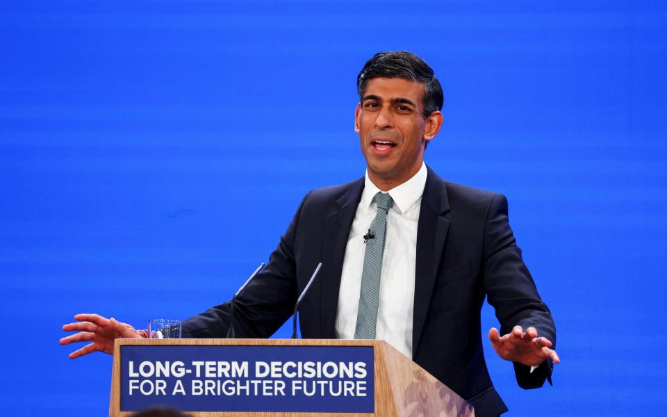 Rishi Sunak addresses Tory conference in Manchester today