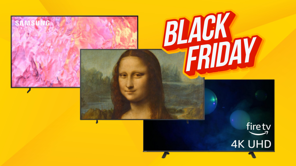 best tv deals black friday 2023, Best Black Friday TV deals to shop in Canada (photos via Best Buy Canada & Amazon, graphic via Canva).