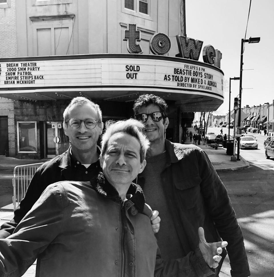 Spike Jonze, Adam Horovitz and Mike Diamond outside the live show rehearsals for the "Beastie Boys Story."