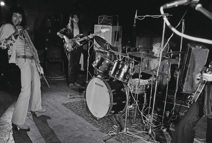 Queen rehearsing for their first major tour, 8th July 1973.