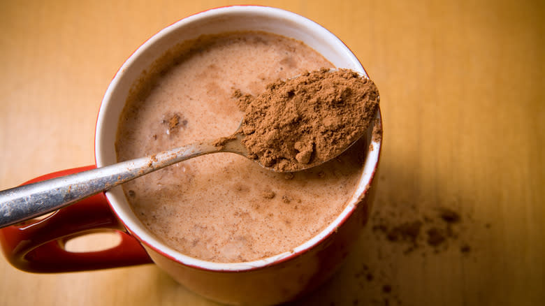 Hot chocolate in red mug