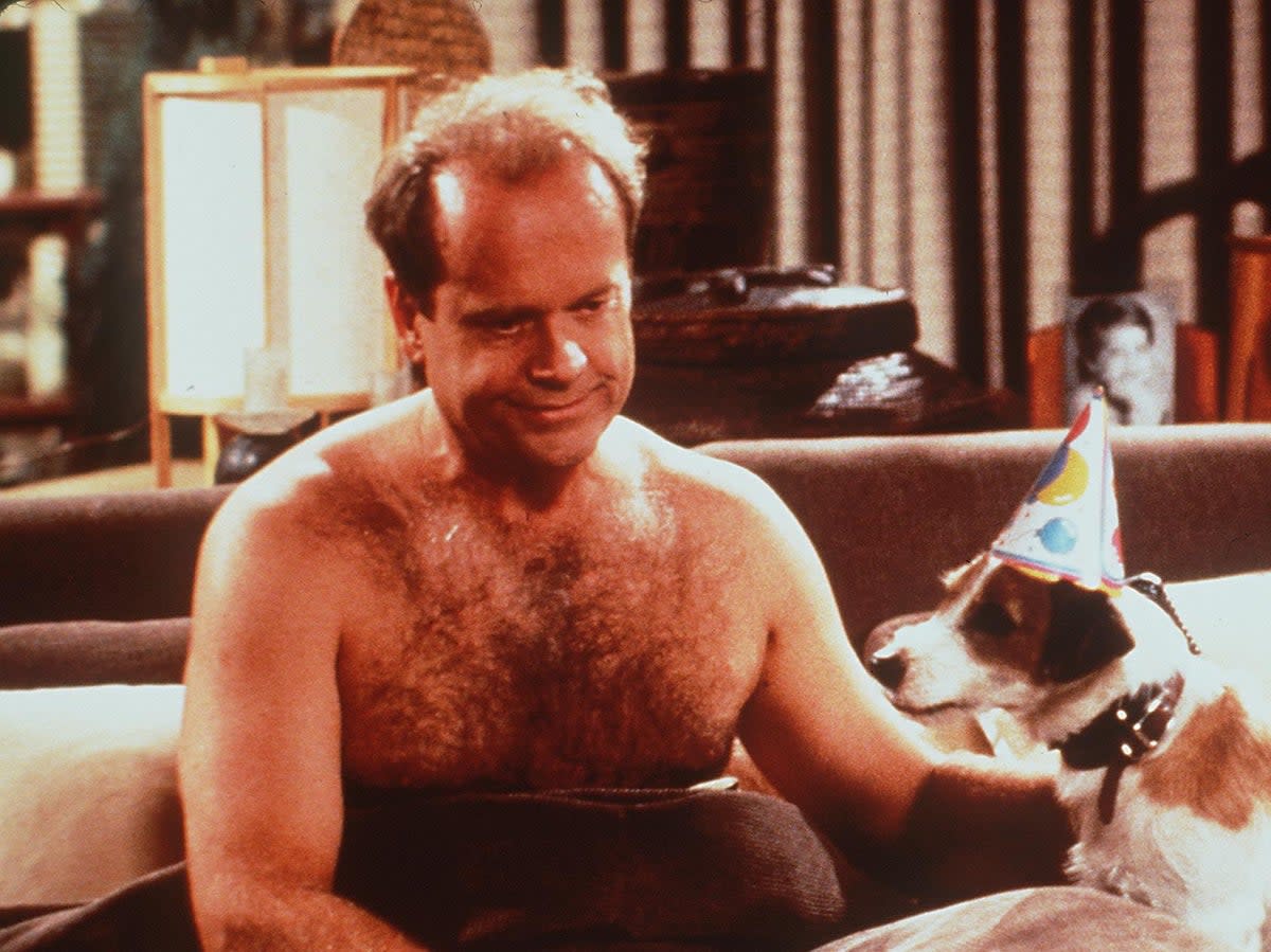 Ruff night: Kelsey Grammer as Frasier Crane and Moose the dog as Eddie in an episode of the classic sitcom ‘Frasier' (Getty Images)
