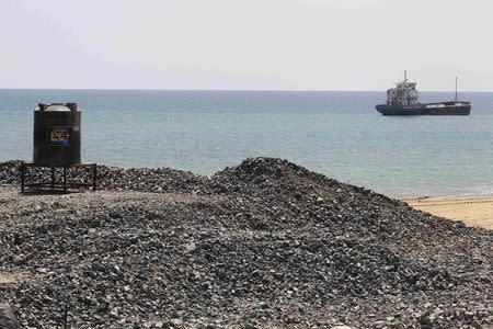 A tank for drinking water is seen on a reclaimed site at a construction site of a Chinese real estate project of a port city in Colombo March 5, 2015. REUTERS/Dinuka Liyanawatte