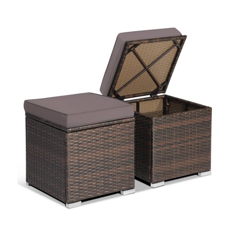 Gymax 2PCS Outdoor Patio Ottomans