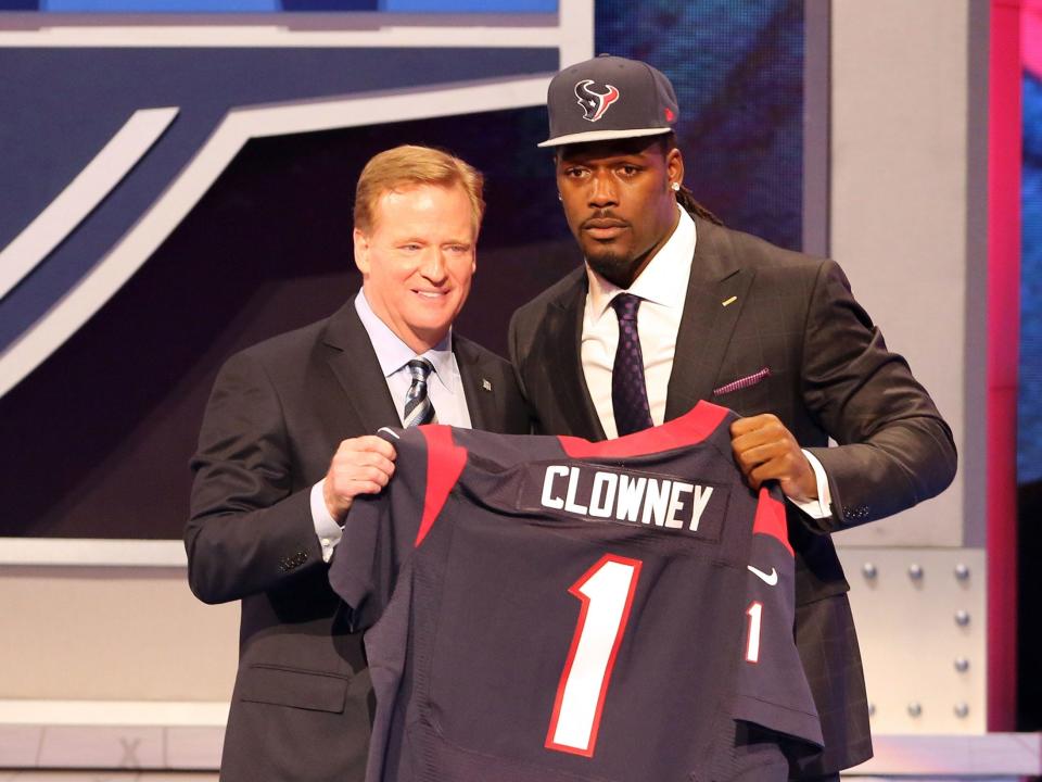 Jadeveon Clowney is selected as the first overall pick of the 2014 NFL Draft by the Houston Texans.