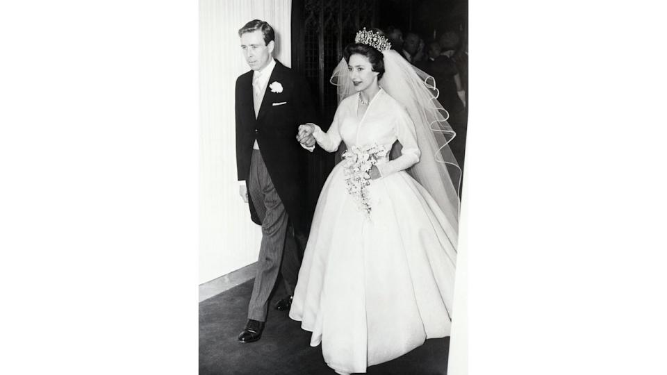 Princess Margaret wearing the Poltimore tiara on her wedding day to Antony Armstrong-Jones in 1960