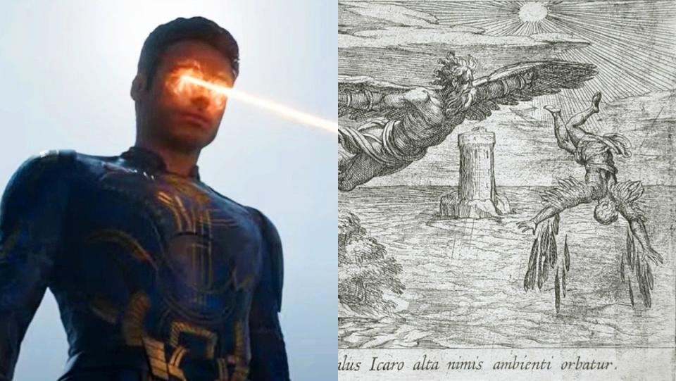 The Eternals' Ikaris who is based on Icarus and an image of the myth