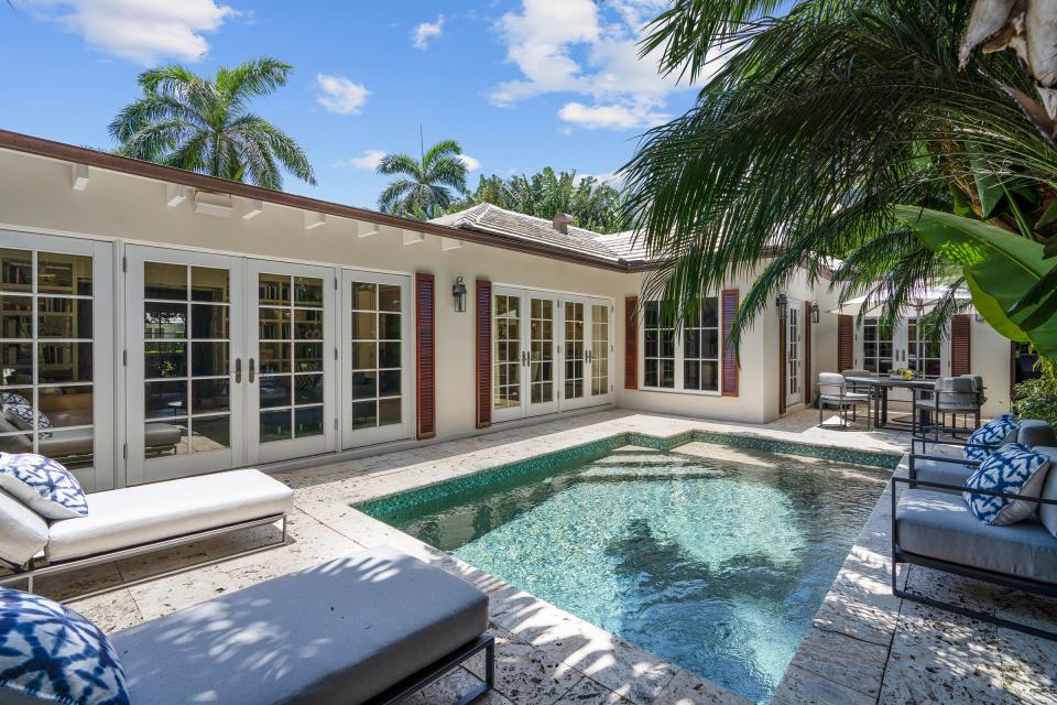 The pool area is a focal point for many of the rooms, thanks to the banks of French doors that face it. The house at 265 List Road in Palm Beach is listed for sale at $10.95 million.