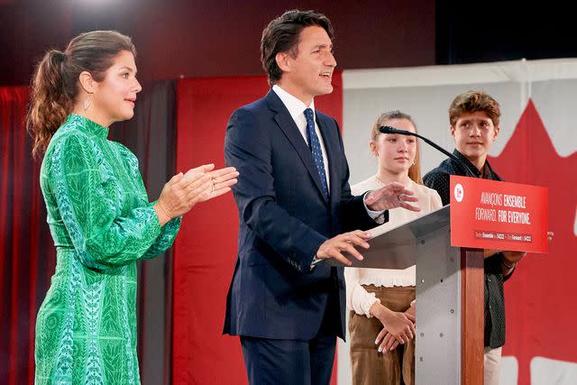 ERIC BOLTE/EPA-EFE/Shutterstock Canadian Prime Minister Justin Trudeau with wife Sophie Grégoire (far left), daughter Ella-Grace and son Xavier.
