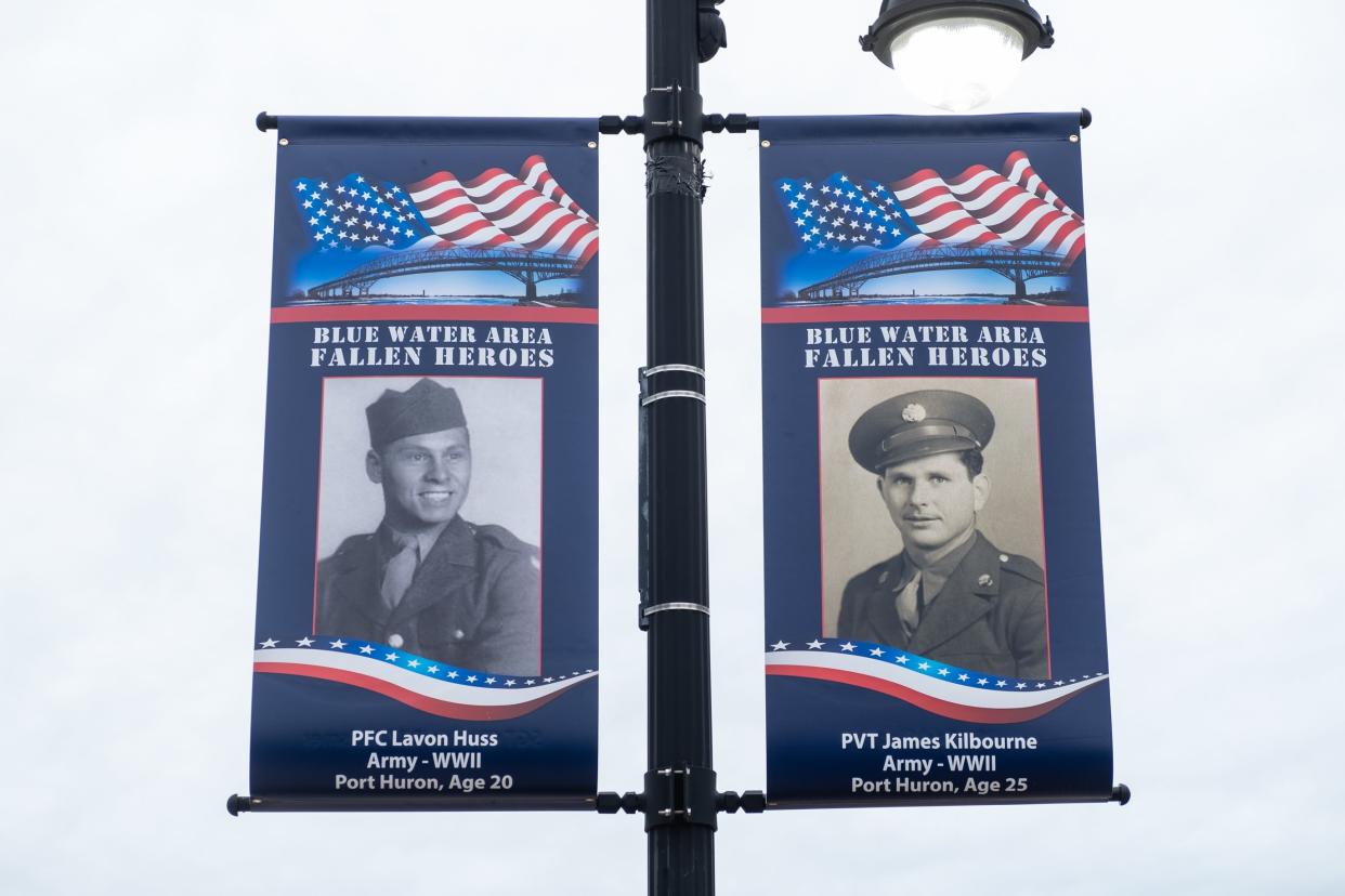 The Blue Water Area Fallen Heroes banners will hang in downtown Port Huron until early June. The program aims to put a photo of every service member from St. Clair County who died while in service since World War I.