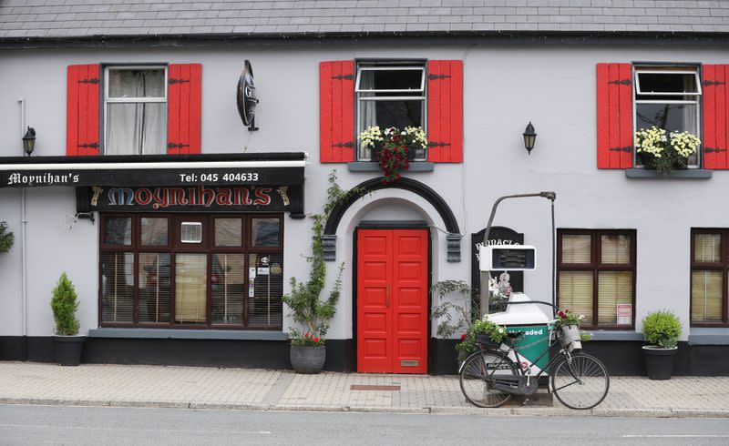 Publican Paul Moynihan prepares for reopening his pub in Donard, County Wicklow, Ireland