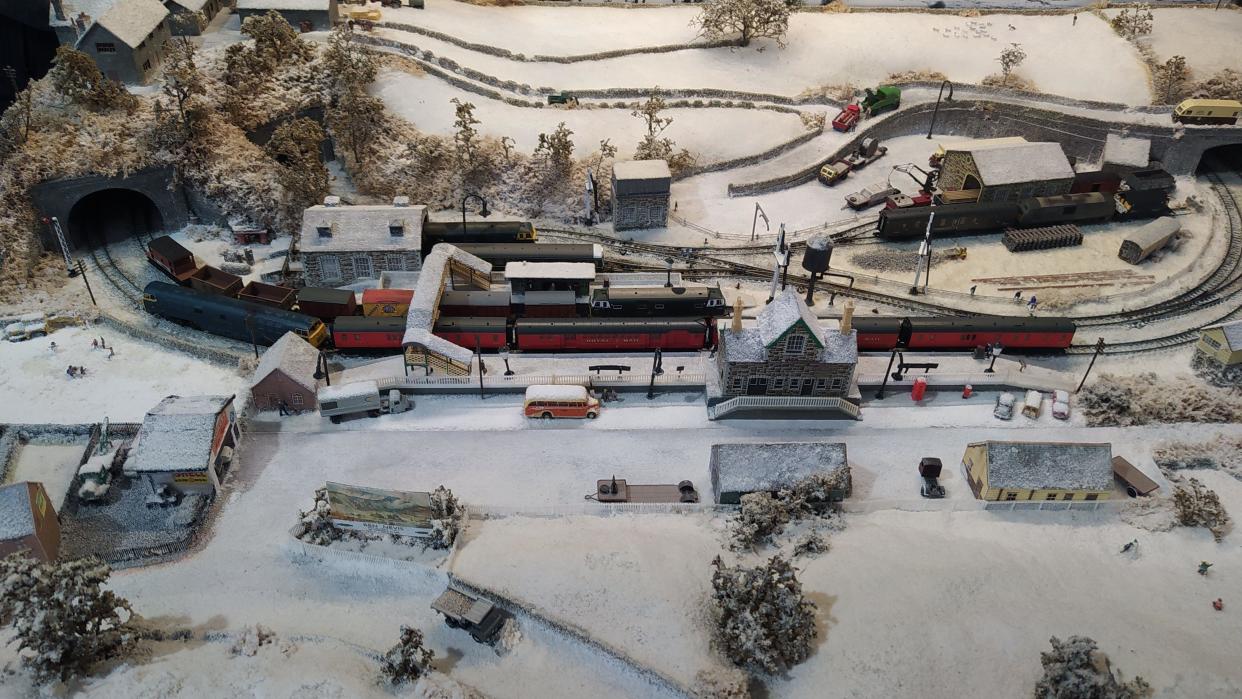 Model railway covered in snow