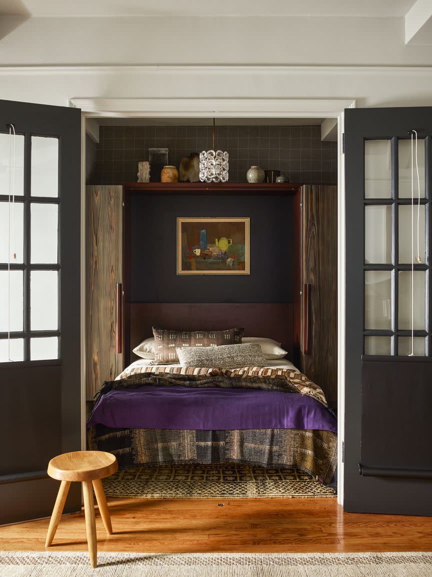 murphy bed in new york city studio designed by neal beckstedt