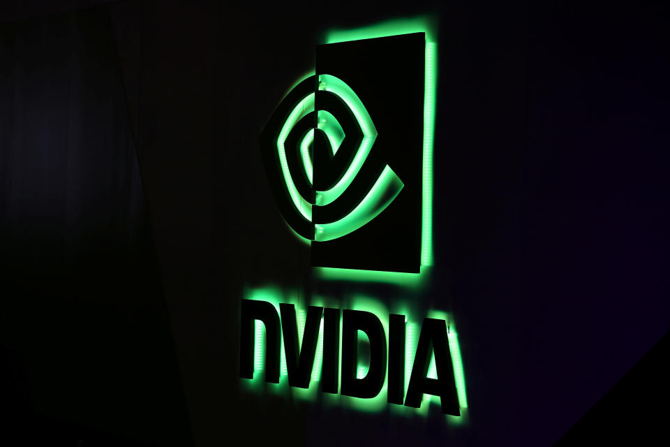 A NVIDIA logo is shown at SIGGRAPH 2017 in Los Angeles, California, U.S. July 31, 2017.  REUTERS/Mike Blake