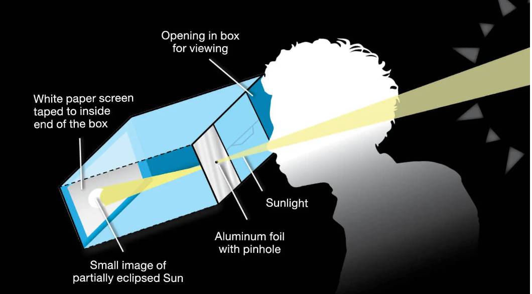An eclipse projector is an easy and safe way to view the eclipsed sun.