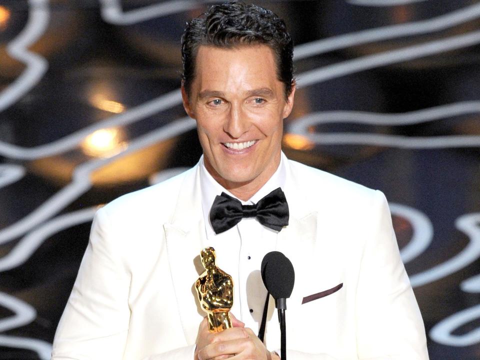 Matthew McConaughey accepts the Best Performance by an Actor in a Leading Role award for 'Dallas Buyers Club' onstage during the Oscars at the Dolby Theatre in Hollywood