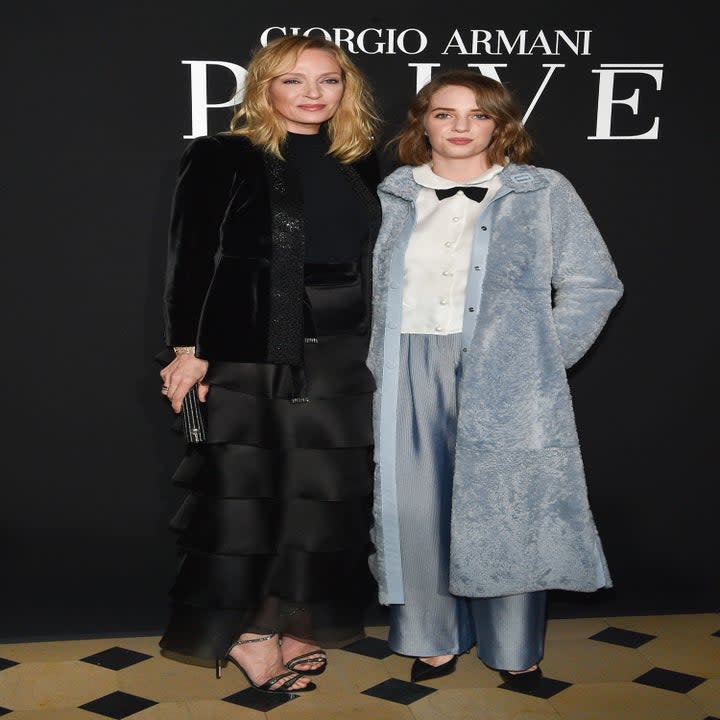 Uma Thurman and her daughter Maya Hawke attend the Giorgio Armani Prive Haute Couture Spring Summer 2019 show