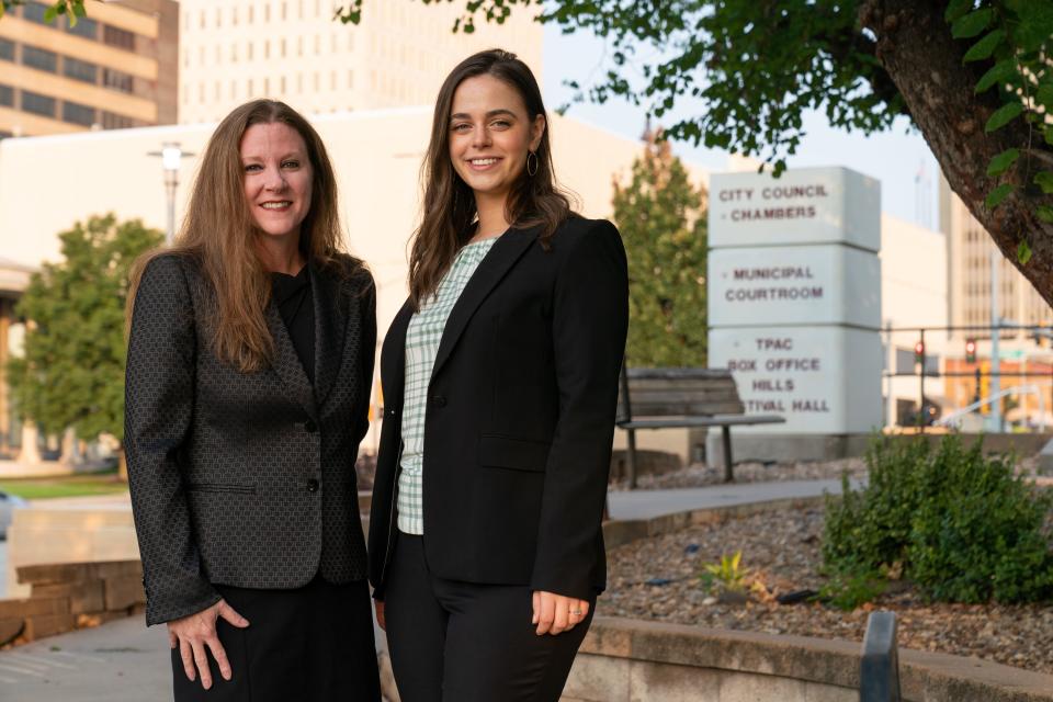 The city of Topeka's chief prosecutor, Kelly Trussell, left, since January has had associate attorney Brigid Markey specializing in prosecuting domestic violence cases.