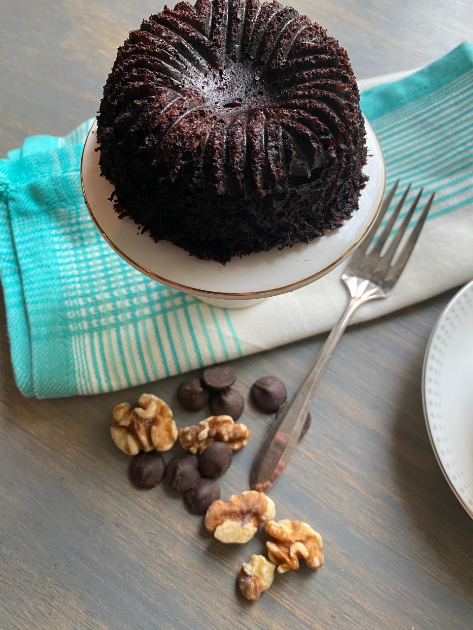 The author uses the combination of chocolate, banana, and walnuts in her sweet treats. Everything from muffins to cakes, to brownies and ice cream.