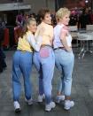 <p>The year 2014 was all about the mom jeans for Meredith, Savannah, and Jenna. Looks like they all love the "9-inch zipper and casual front pleats!"</p>