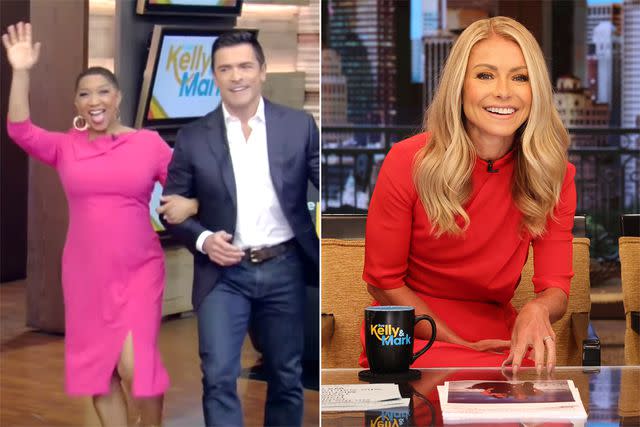 <p>ABC; Michel Le Brecht/Disney General Entertainment</p> Déjà Vu and Mark Consuelos on 'Live'; Kelly Ripa