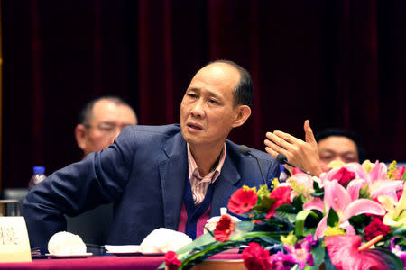 Huang Rulun, head of Century Golden Resources Group attends a meeting in Lianjiang, Fujian province, China, February 4, 2014. Picture taken February 4, 2014. REUTERS/Stringer