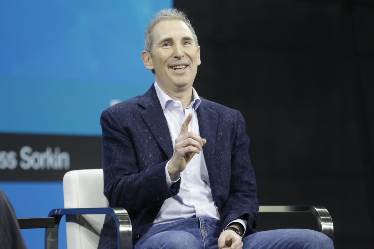 NEW YORK, NEW YORK - NOVEMBER 30: Andy Jassy on stage at the 2022 New York Times DealBook on November 30, 2022 in New York City, US. (Photo by Thos Robinson/Getty Images for The New York Times)