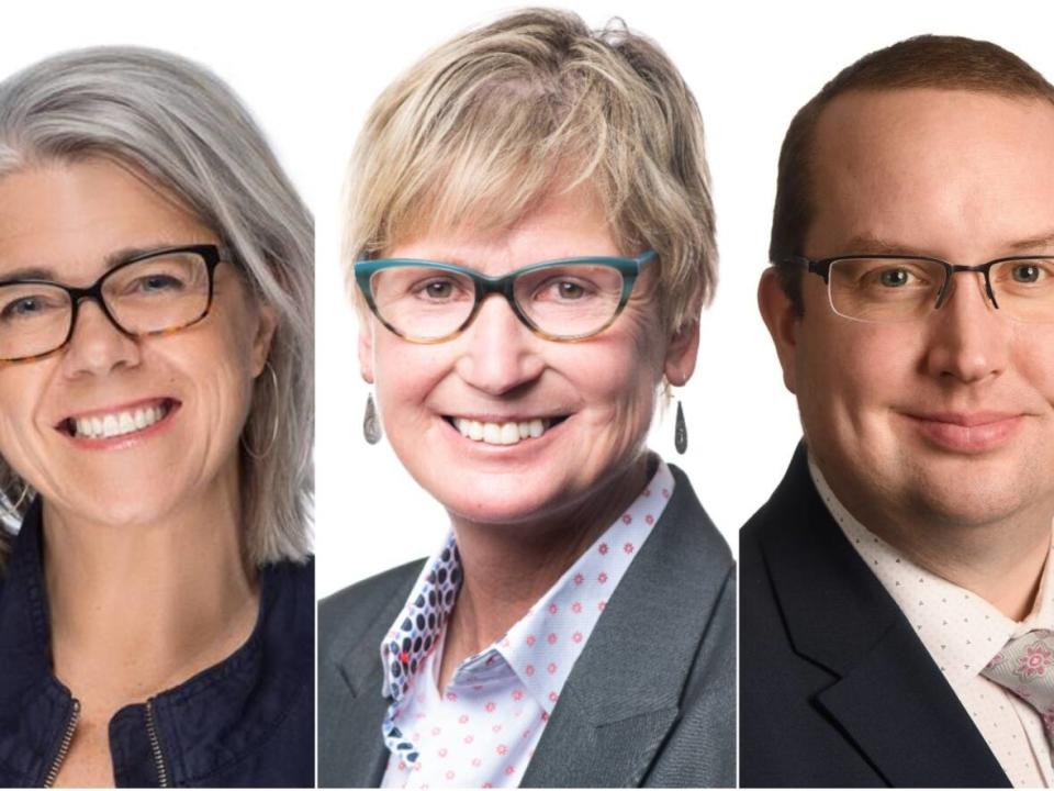 Patti Balsillie, Laura Cabott and Samson Hartland are all running to be mayor of Whitehorse. (Submitted/Alistair Maitland/CBC - image credit)