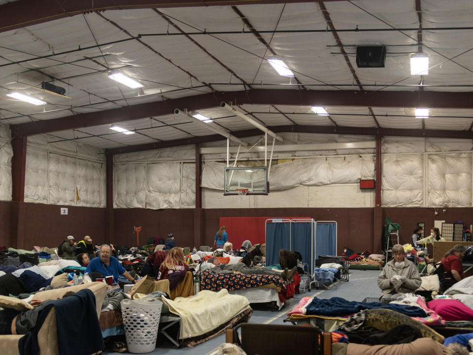 East Avenue Church Shelter in Chico, California, where norovirus has spread and makeshift quarantine barriers have been erected. (Photo: Cayce Clifford for HuffPost)