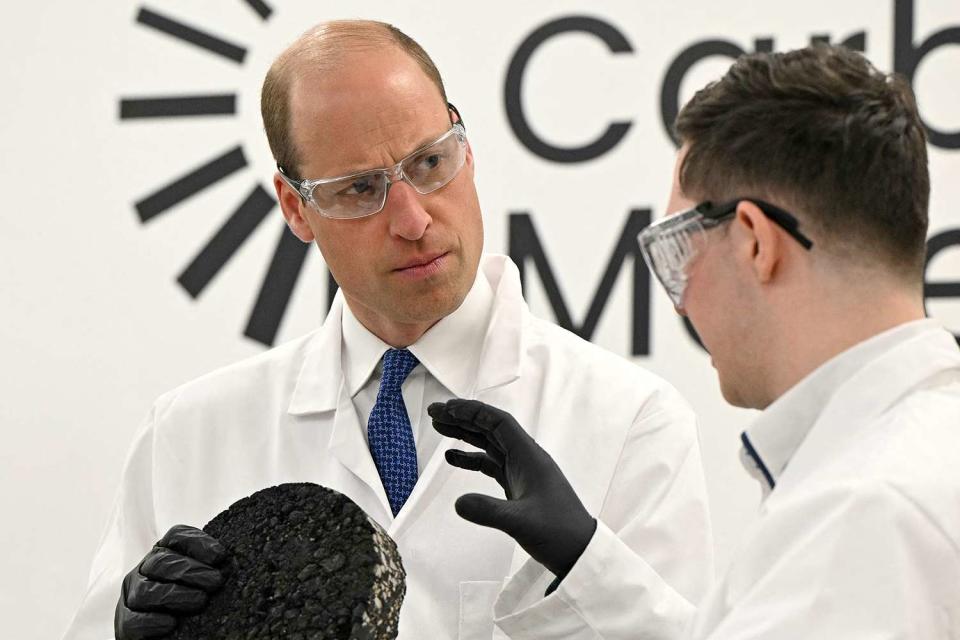 <p>OLI SCARFF/POOL/AFP via Getty </p> Prince William visits Earthshot Prize winner Low Carbon Materials 