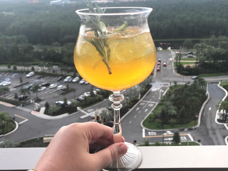 gin and tonic with rosemary from the dahlia lounge in disney world