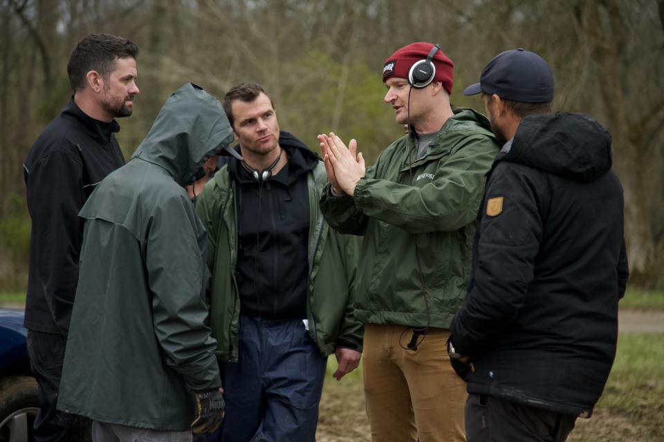 Ian and Eshom Nelms on the set of Red Right Hand (Steve Stall)