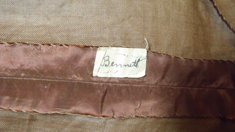 Stitched inside the dress was this name tag, reading "Bennett." - Sara Rivers Cofield