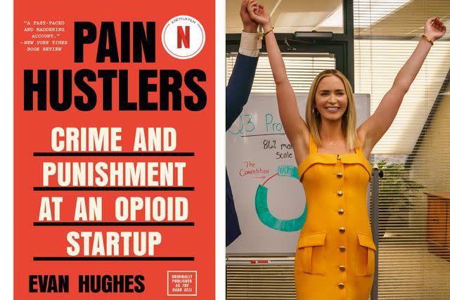 <p>Anchor; Brian Douglas/Netflix</p> Emily Blunt in "Pain Hustlers"