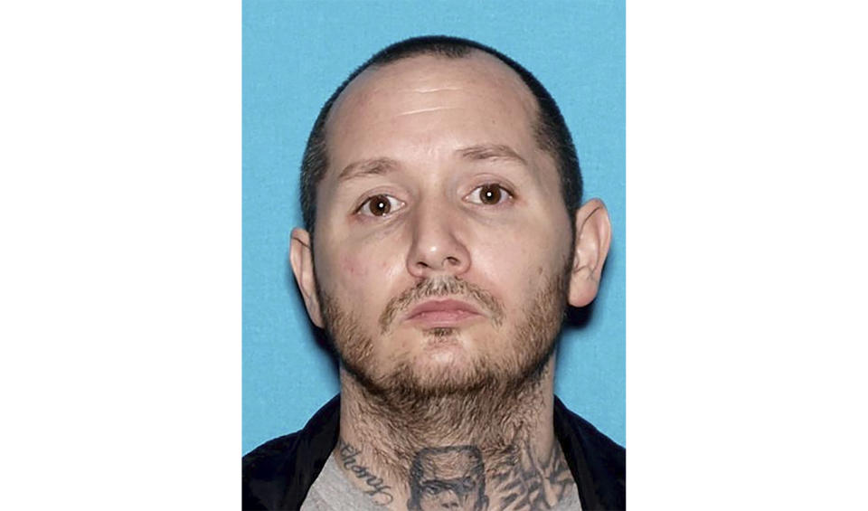 This undated photo provided by the City of Fontana Police Department shows, 45-year-old Anthony John Graziano who is a suspect in a shooting incident. A Southern California woman was shot to death Monday, Sept. 26, 2022, in a domestic violence incident and police said the suspect, Graziano, is believed to be on the run with his 15-year-old daughter. Officers responding around 7:30 a.m. to reports of gunfire found the victim with multiple gunshot wounds at a home in Fontana, police said in a statement. (Courtesy of City of Fontana Police Department via AP)