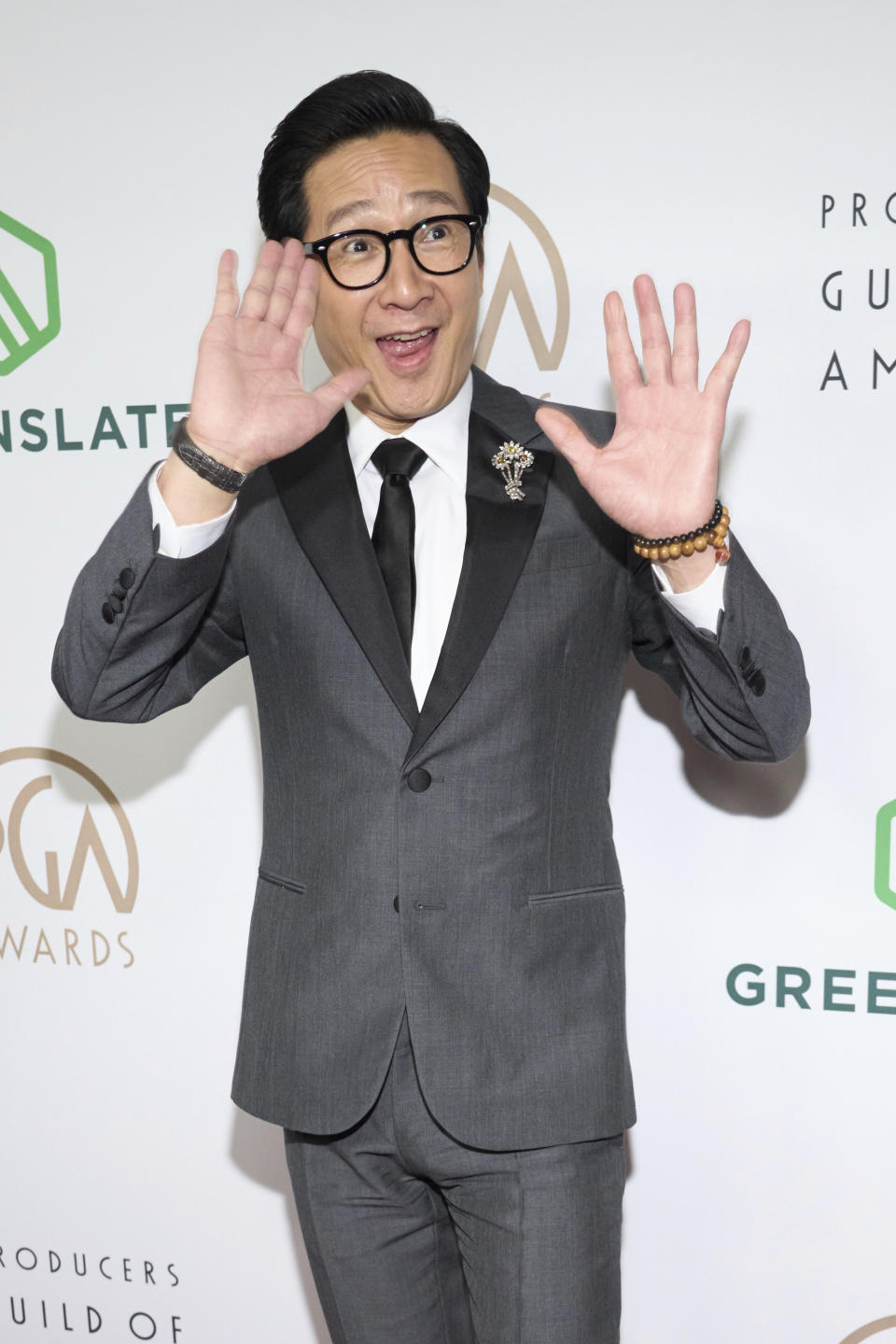 Ke Huy Quan arrives at the 34th annual Producers Guild Awards on Saturday, Feb. 25, 2023, at the Beverly Hilton Hotel in Beverly Hills, Calif. (Photo by Allison Dinner/Invision/AP)