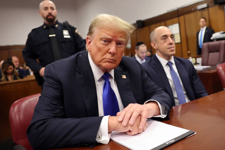 NEW YORK, NEW YORK – MAY 30: Former U.S. President Donald Trump sits in the courtroom during his hush money trial at Manhattan Criminal Court on May 30, 2024 in New York City. (Photo by Michael M. Santiago/Getty Images)